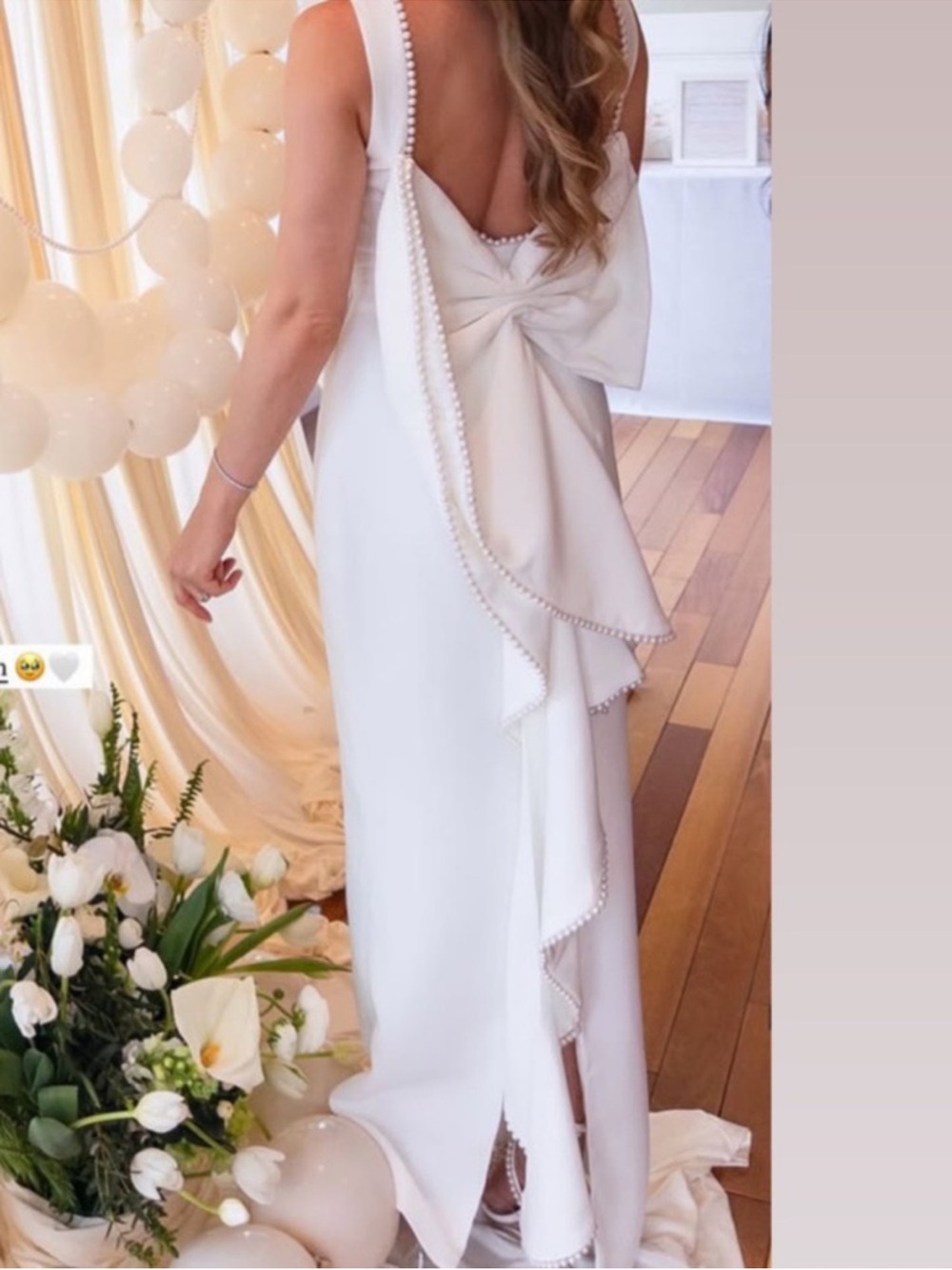 White dress with pearls